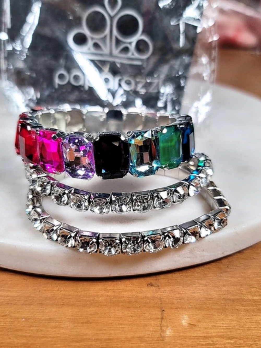 Paparazzi Multicolor Rainbow Rhinestone Bracelet Stack NWT